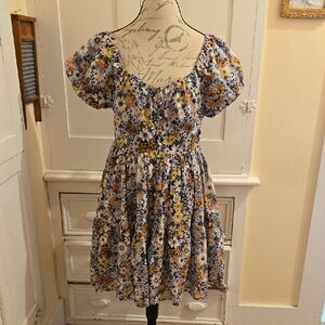 NWT American Eagle Print Cotton Flounced Dress Sz L